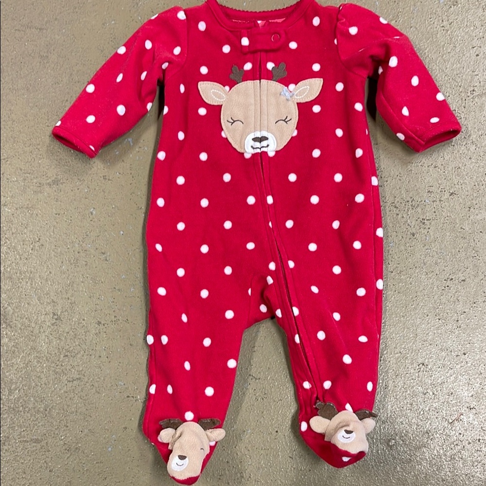 Carter’s Child of Mine Reindeer Christmas Sleeper Infant 0-3 Months